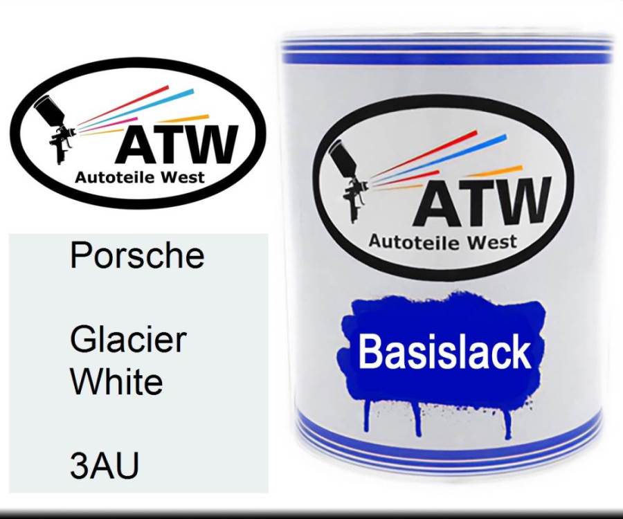 Porsche, Glacier White, 3AU: 1L Lackdose, von ATW Autoteile West.